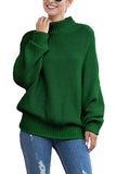 Solid Mock Neck Pullover Sweater Green