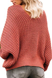 Solid V Neck Pullover Sweater Coral
