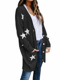 Cardigan ouvert en tricot boutonné à imprimé étoiles pour femmes