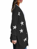 Cardigan ouvert en tricot boutonné à imprimé étoiles pour femmes