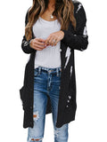 Cardigan ouvert en tricot boutonné à imprimé étoiles pour femmes