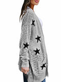 Cardigan ouvert en tricot boutonné à imprimé étoiles pour femmes