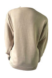 Solid V Neck Loose Knit Sweater Apricot