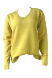 Casual V Neck Solid Pullover Sweater Yellow