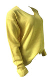 Casual V Neck Solid Pullover Sweater Yellow