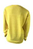 Casual V Neck Solid Pullover Sweater Yellow