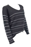 Solid V Neck Oversized Knit Pullover Sweater Black