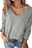 Casual Drop Shoulder Oversized Pullover Sweater Gray