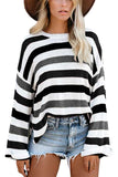 Casual Slit Striped Oversized Pullover Sweater