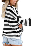 Casual Slit Striped Oversized Pullover Sweater