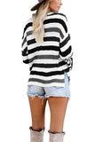 Casual Slit Striped Oversized Pullover Sweater