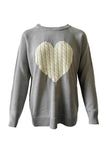 Knit Heart Print Pullover Jumper Gray