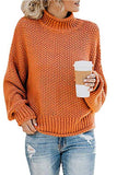 Casual High Neck Long Sleeve Pullover Sweater Orange