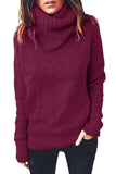 High Neck Long Sleeve Pullover Sweater Purple
