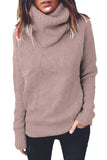 Casual Turtleneck Pullover Sweater Pink