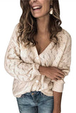 Women'S Button Down Crochet Cardigan Sweater Apricot