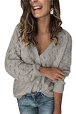Solid Button Down Crochet Cardigan Gray