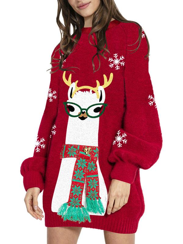 red christmas sweater dress Women's Ugly Christmas Sweaters Dress Cute Oversized Dress – PinkQueenShop