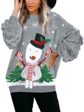 Women Ugly Christmas Sweater Snowman and Snowflake