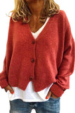 Casual Knit Cardigan Sweater With Button Front Tangerine