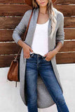 Solid Long Sleeve Open Front Convertible Cardigan Grey