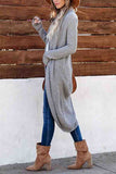Solid Long Sleeve Open Front Convertible Cardigan Grey