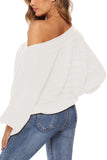 Off Shoulder Lantern Sleeve Oversized Sweater White