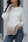 Women's Round Neck Ombre Knitted Pullover Sweater