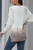 Women's Round Neck Ombre Knitted Pullover Sweater