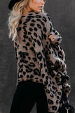 Women Long Sleeve Leopard Print Sweater Cardigan