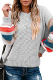 Drop Shoulder Striped Block Oversized Sweater Gray