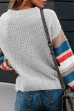 Drop Shoulder Striped Block Oversized Sweater Gray