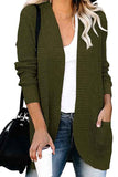 Solid Open Front Big Pocket Cardigan Olive