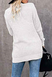 Open Front Solid Pocket Midi Cardigan White