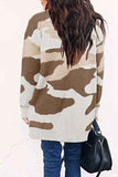 Long Sleeve Camo Open Front Midi Cardigan White