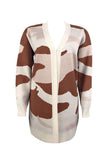 Long Sleeve Camo Open Front Midi Cardigan White