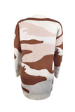 Long Sleeve Camo Open Front Midi Cardigan White