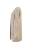 Dolman Long Sleeve Pocket Furry Cardigan Khaki