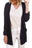 Waffle Knit Drop Shoulder Pocket Cardigan Black