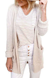 Casual Waffle Knit Open Front Kimono Cardigan White