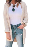 Casual Waffle Knit Open Front Kimono Cardigan White