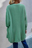 Open Front Long Sleeve Plain Long Cardigan Sweater Turquoise