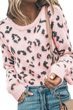 Drop Shoulder Leopard Print Sweater Pink