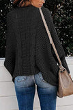 Dolman Sleeve Chunky Open Front Cardigan Sweater Black