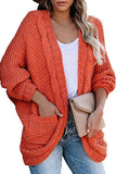 Open Front Chunky Big Pocket Oversized Cardigan Tangerine