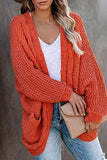 Open Front Chunky Big Pocket Oversized Cardigan Tangerine