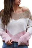 Long Sleeve Drop Shoulder Pullover Sweater Pink