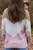 Long Sleeve Drop Shoulder Pullover Sweater Pink