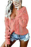 One Shoulder Long Sleeve Cable Knit Sweater Pink