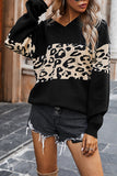 Leopard One Shoulder V Neck Womens Sweater Black